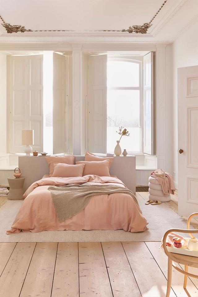 PEACH LINEN DUVET COVER SET (3 PCS)