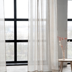 Leinen Garza Vorhang mit Tunnelzug Natural, Vorhangpaar