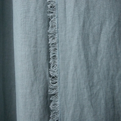 Vorhänge und Gardinen von LineMe in Ice Blue Terra Fringe, Fransenabschluss